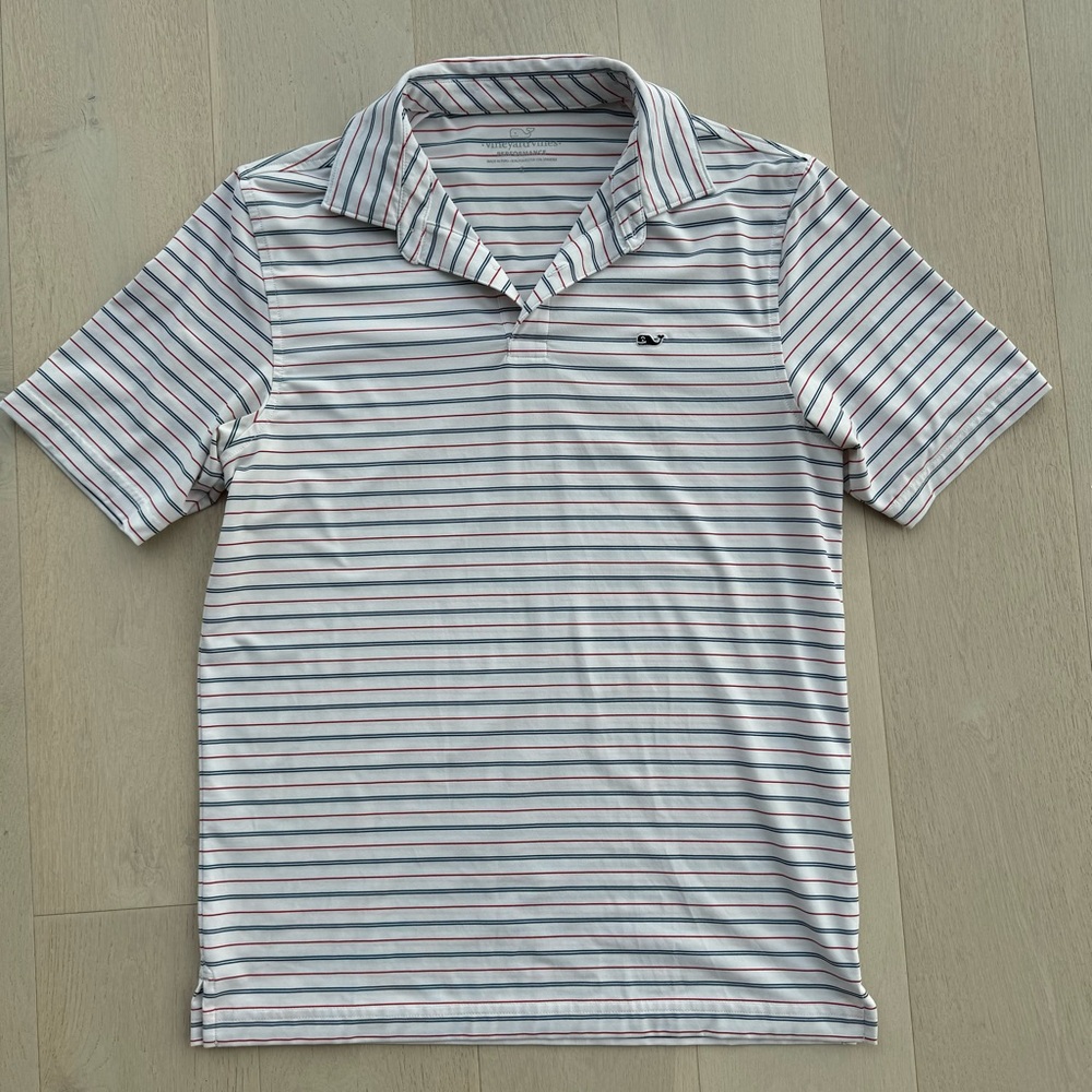 Vineyard Vines Mens Size Small Red and Blue Striped Polo